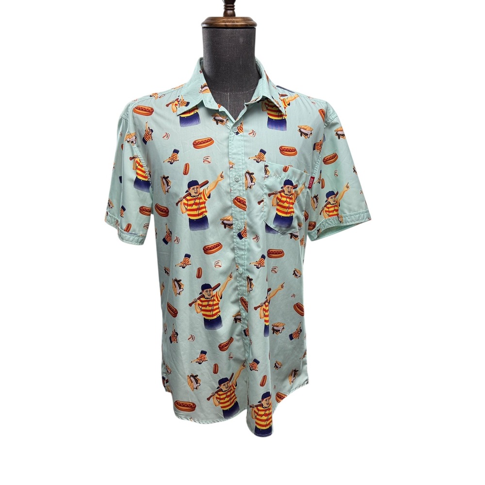 RSVLTS‎ The Sandlot Baseball Hot Dog Smores Short Sleeve Button Up Shirt Large